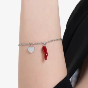 Bracciale con cuore e peperoncino