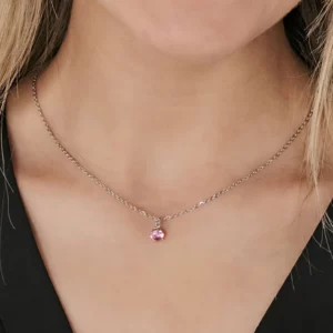 Collana argento con Swarovski rosa